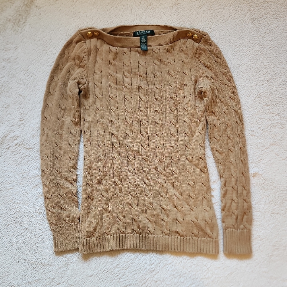 Lauren Ralph Lauren Camel Cable Knit Sweater